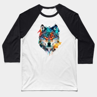 Colorful wolf face art Baseball T-Shirt